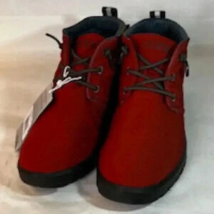 NEW Hey Dude Sneakers‎ Spencer Eco Youth Red Dye Lace Up Hi Top Size J4 NWT